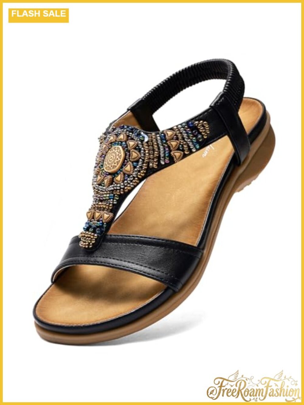 Women's Arch Support Flat Sandals Orthopedic Walking Beaded Summer Beach